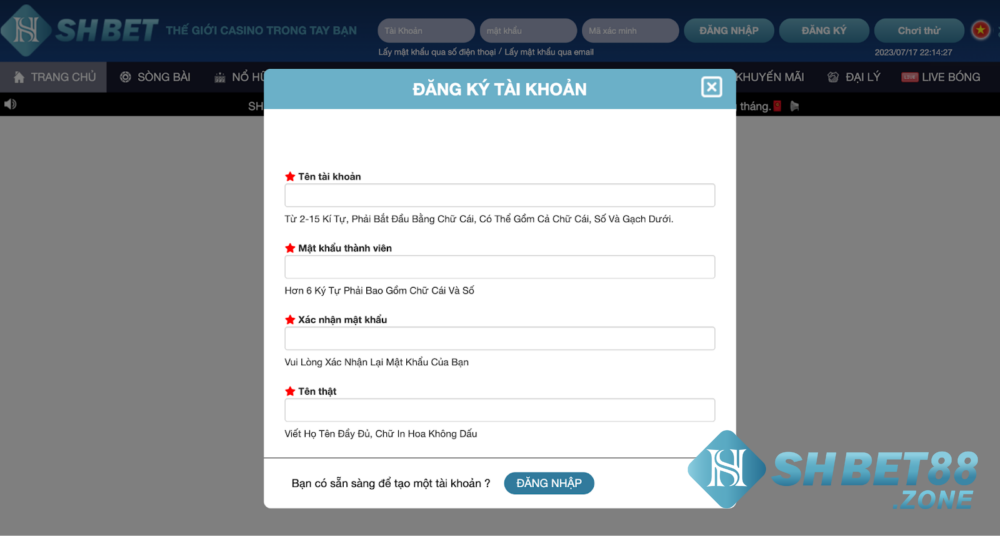 Đăng ký tài khoản và tham gia chơi cá cược tại sảnh Saba Sports Shbet